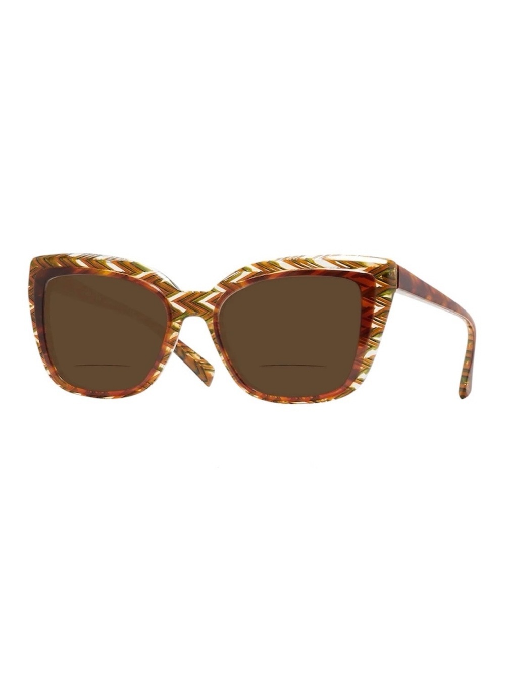 Alain Mikli A05026 Havana Zig Zag Green Brown Bifocal Reading Sunglasses +3